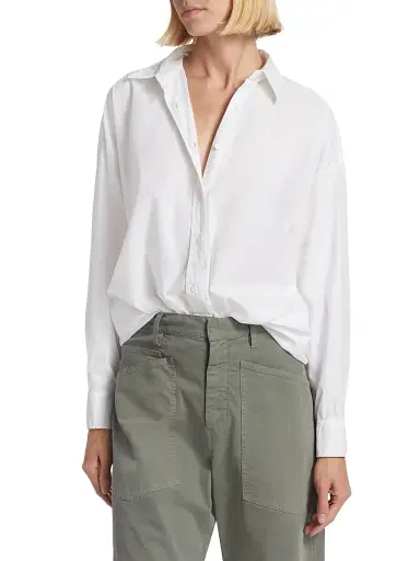 Nili Lotan Women's Mael Oversized Button-Front Shirt - White - Size Large | Thumbnail 3