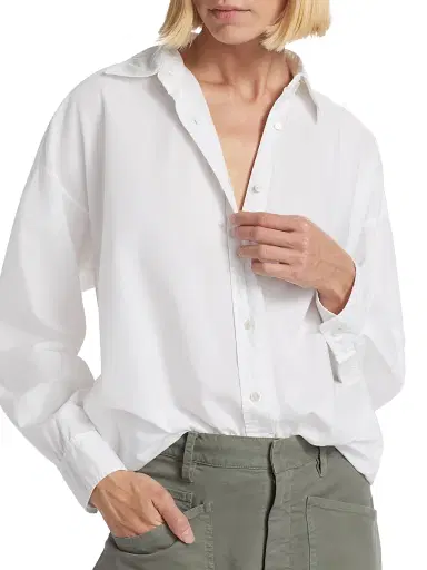 Nili Lotan Women's Mael Oversized Button-Front Shirt - White - Size Large | Thumbnail 6