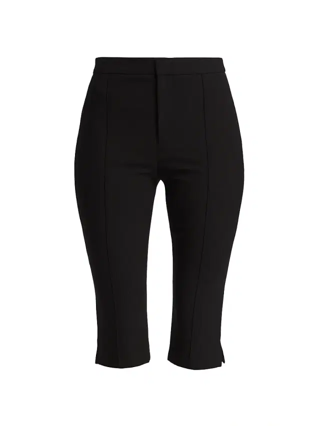 Women's Crepe Pintuck Slim-Fit Capri Pants - Black