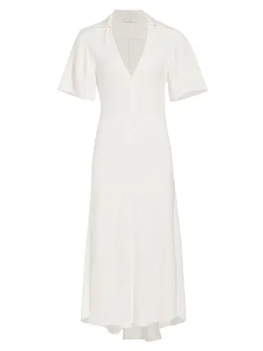 Vince Women's Crepe Zip-Front Polo Midi-Dress - Off White | Thumbnail 1 Vince Women's Crepe Zip-Front Polo Midi-Dress - Off White | Thumbnail 1