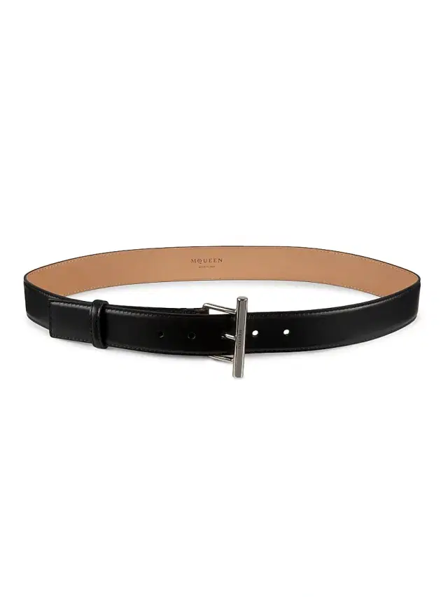 Women's Sling Leather Belt - Black Silver