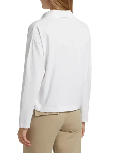 Vince Women's Cotton Long-Sleeve Polo Top - Optic White | Thumbnail 5