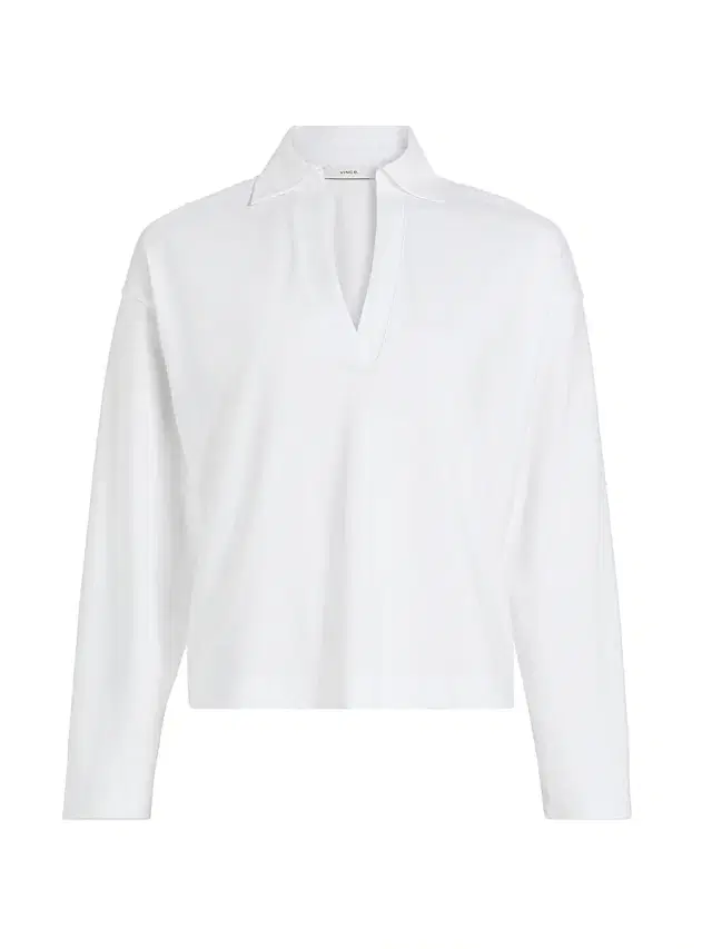 Vince Women's Cotton Long-Sleeve Polo Top - Optic White