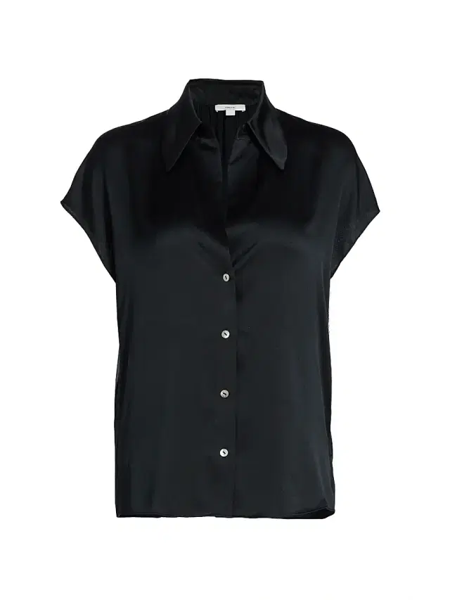 Vince Women's Cap-Sleeve Silk Blouse - Black