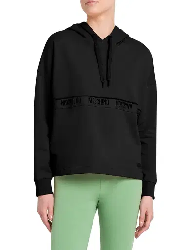 MOSCHINO Women's Logo Tape Hoodie - Black - Size Large | Thumbnail 3