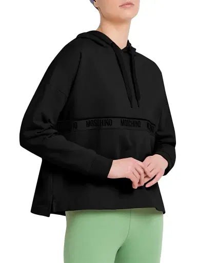 MOSCHINO Women's Logo Tape Hoodie - Black - Size Large | Thumbnail 4