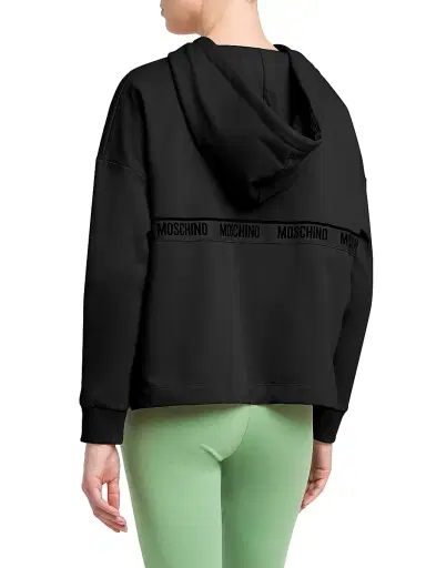 MOSCHINO Women's Logo Tape Hoodie - Black - Size Large | Thumbnail 5