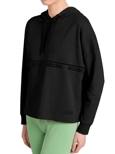MOSCHINO Women's Logo Tape Hoodie - Black - Size Large | Thumbnail 6