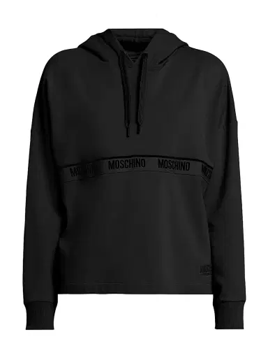 MOSCHINO Women's Logo Tape Hoodie - Black - Size Large | Thumbnail 1