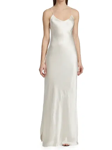 Nili Lotan Women's Cami Silk Charmeuse Gown - Ivory - Size XL | Thumbnail 3 Nili Lotan Women's Cami Silk Charmeuse Gown - Ivory - Size XL | Thumbnail 3