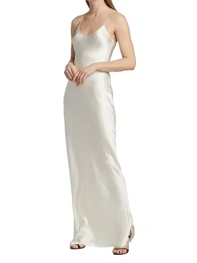 Nili Lotan Women's Cami Silk Charmeuse Gown - Ivory - Size XL | Thumbnail 4 Nili Lotan Women's Cami Silk Charmeuse Gown - Ivory - Size XL | Thumbnail 4
