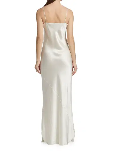 Nili Lotan Women's Cami Silk Charmeuse Gown - Ivory - Size XL | Thumbnail 5 Nili Lotan Women's Cami Silk Charmeuse Gown - Ivory - Size XL | Thumbnail 5