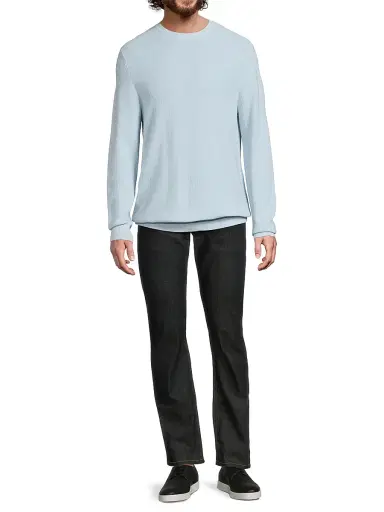 Vince Men's Geo Jacquard Long-Sleeve Crewneck Sweater - Whitecap Classic Cream | Thumbnail 2 Vince Men's Geo Jacquard Long-Sleeve Crewneck Sweater - Whitecap Classic Cream | Thumbnail 2
