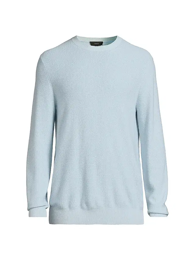 Vince Men's Geo Jacquard Long-Sleeve Crewneck Sweater - Whitecap Classic Cream