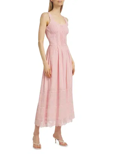 LoveShackFancy Women's Wishing Well Victori Santelle Midi-Dress - Cherry Pink | Thumbnail 3 LoveShackFancy Women's Wishing Well Victori Santelle Midi-Dress - Cherry Pink | Thumbnail 3