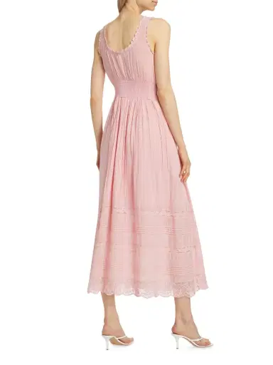 LoveShackFancy Women's Wishing Well Victori Santelle Midi-Dress - Cherry Pink | Thumbnail 4 LoveShackFancy Women's Wishing Well Victori Santelle Midi-Dress - Cherry Pink | Thumbnail 4