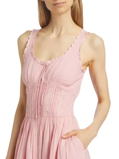 LoveShackFancy Women's Wishing Well Victori Santelle Midi-Dress - Cherry Pink | Thumbnail 5 LoveShackFancy Women's Wishing Well Victori Santelle Midi-Dress - Cherry Pink | Thumbnail 5