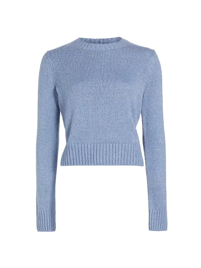 Women's Plush Silk Crewneck Sweater - Azure Gem