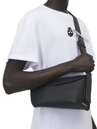 Alexander McQueen Men's T-Bar Leather Sling Bag - Black Silver | Thumbnail 2