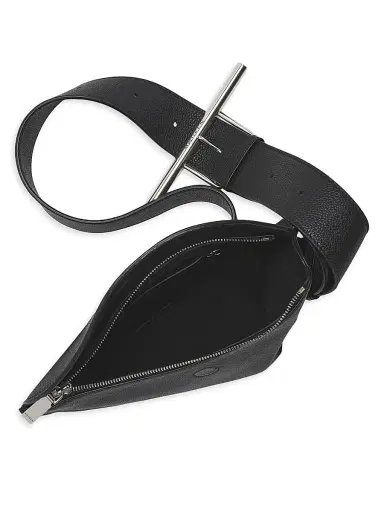 Alexander McQueen Men's T-Bar Leather Sling Bag - Black Silver | Thumbnail 3