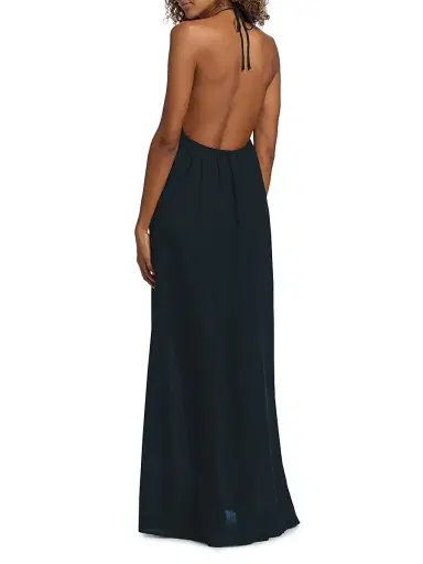 Nili Lotan Women's Lelia Linen Halterneck Maxi Dress - Midnight | Thumbnail 5
