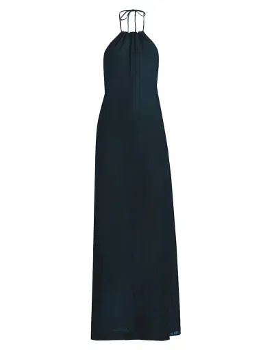 Nili Lotan Women's Lelia Linen Halterneck Maxi Dress - Midnight | Thumbnail 1
