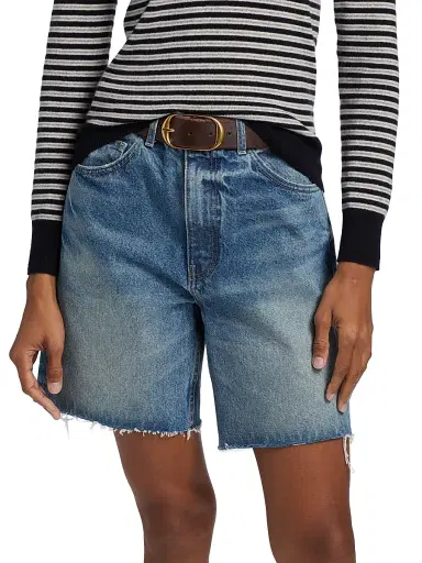 Nili Lotan Women's Russel Denim Raw-Edge Shorts | Thumbnail 3 Nili Lotan Women's Russel Denim Raw-Edge Shorts | Thumbnail 3