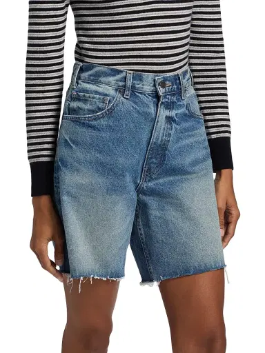 Nili Lotan Women's Russel Denim Raw-Edge Shorts | Thumbnail 4 Nili Lotan Women's Russel Denim Raw-Edge Shorts | Thumbnail 4