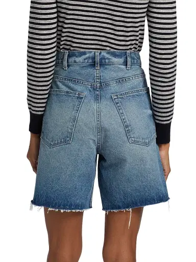 Nili Lotan Women's Russel Denim Raw-Edge Shorts | Thumbnail 5 Nili Lotan Women's Russel Denim Raw-Edge Shorts | Thumbnail 5