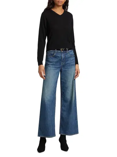 Nili Lotan Women's Janah Wool V-Neck Sweater - Black - Size XL | Thumbnail 2