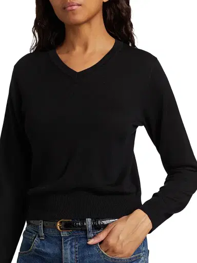 Nili Lotan Women's Janah Wool V-Neck Sweater - Black - Size XL | Thumbnail 6