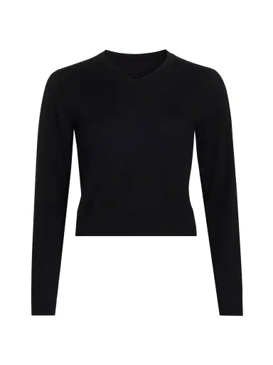 Nili Lotan Women's Janah Wool V-Neck Sweater - Black - Size XL | Thumbnail 1