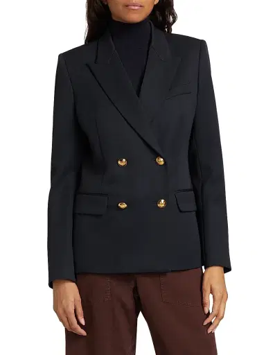 Nili Lotan Women's Veda Wool Double-Breasted Jacket - Midnight - Size 8 | Thumbnail 3