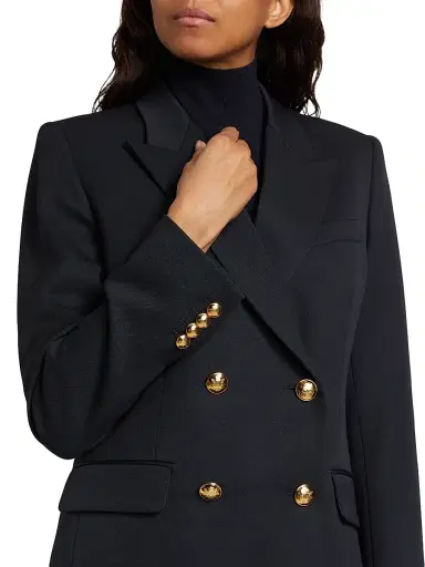 Nili Lotan Women's Veda Wool Double-Breasted Jacket - Midnight - Size 8 | Thumbnail 6