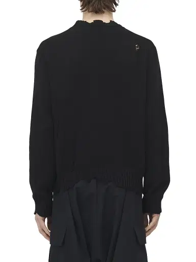 Alexander McQueen Men's Distressed Skull Crewneck Cotton Sweater - Black - Size XXL | Thumbnail 4