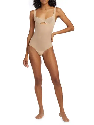 Wolford Women's Tulle Forming Thong Bodysuit - Clay | Thumbnail 2