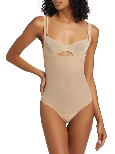 Wolford Women's Tulle Forming Thong Bodysuit - Clay | Thumbnail 3