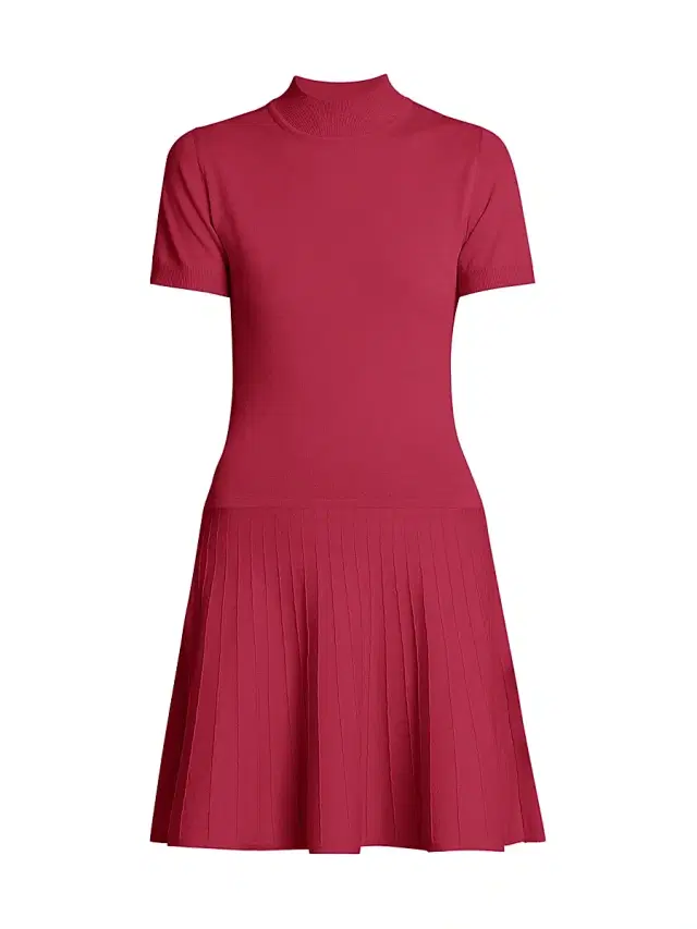 Women's Knit Pleated Skirt Minidress - Violet Women's Knit Pleated Skirt Minidress - Violet