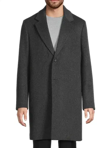 Vince Men's Notch Lapel Wool-Blend Coat - Charcoal | Thumbnail 3 Vince Men's Notch Lapel Wool-Blend Coat - Charcoal | Thumbnail 3