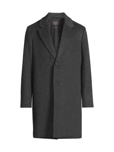 Vince Men's Notch Lapel Wool-Blend Coat - Charcoal | Thumbnail 1 Vince Men's Notch Lapel Wool-Blend Coat - Charcoal | Thumbnail 1