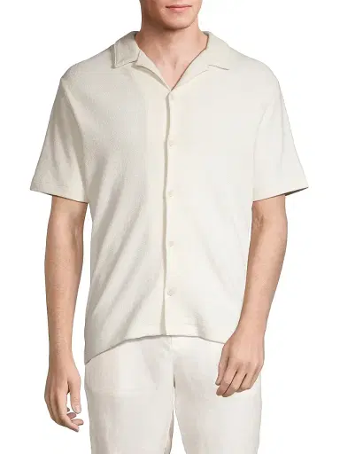 Vince Men's Bouclé Button-Front Camp Shirt - Bone | Thumbnail 3 Vince Men's Bouclé Button-Front Camp Shirt - Bone | Thumbnail 3