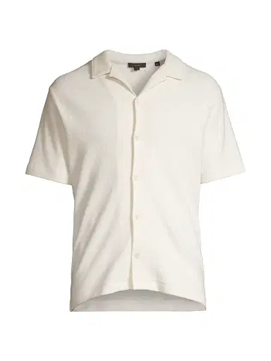 Vince Men's Bouclé Button-Front Camp Shirt - Bone | Thumbnail 1 Vince Men's Bouclé Button-Front Camp Shirt - Bone | Thumbnail 1