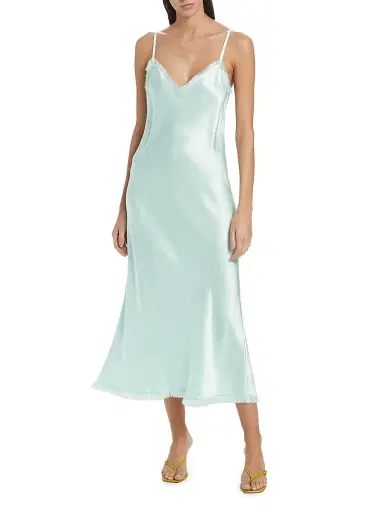 Vince Women's Satin Frayed-Edge Cami Midi-Dress | Thumbnail 3 Vince Women's Satin Frayed-Edge Cami Midi-Dress | Thumbnail 3