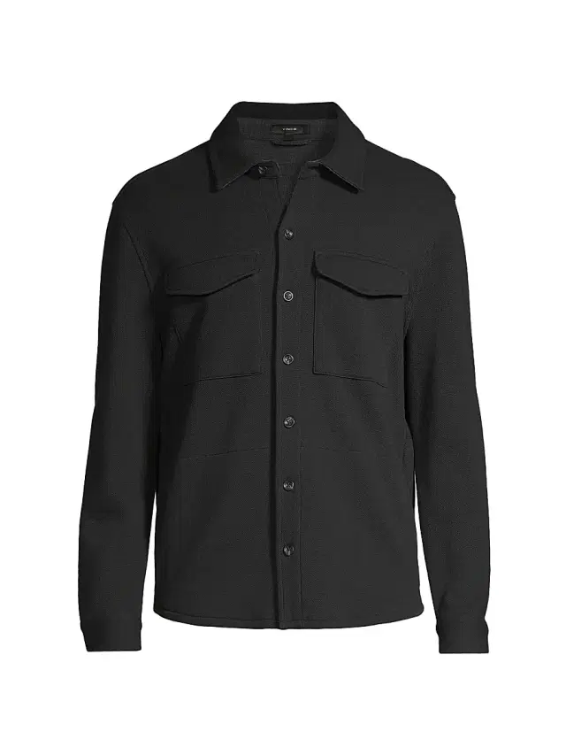 Vince Men's Cotton-Blend Shirt Jacket - Black Grey
