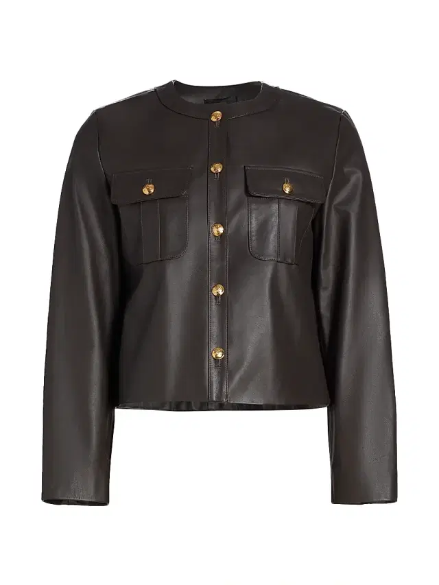 Women's Kitra Leather Crop Jacket - Brown