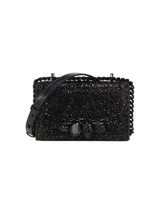 McQueen Women's Mini Strass Jewelled Satchel - Black