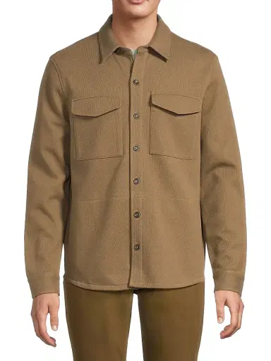 Vince Men's Cotton-Blend Shirt Jacket - Highlands  Heather Grey | Thumbnail 3