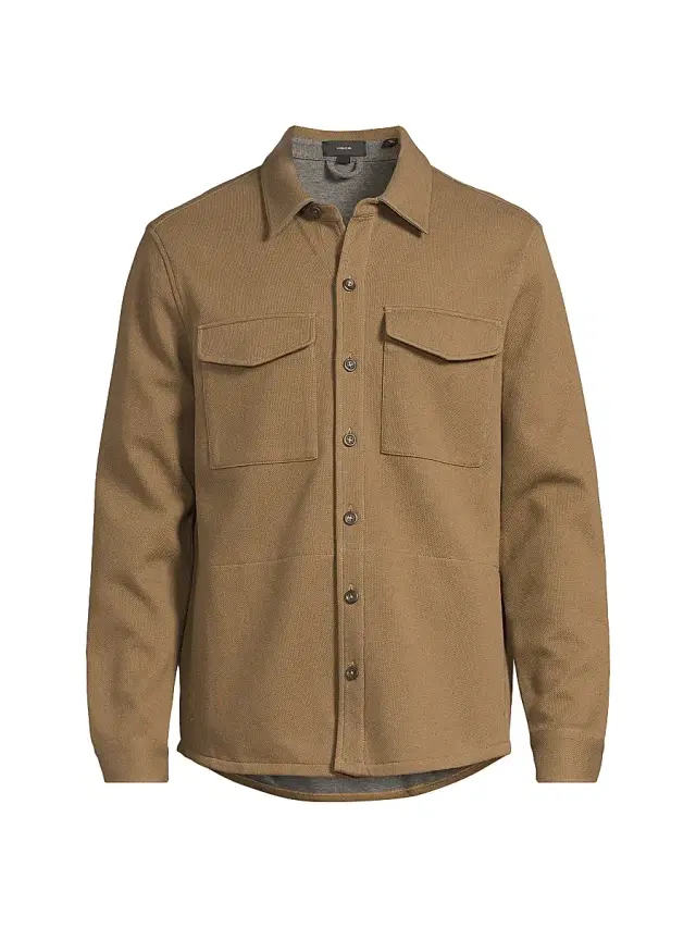 Vince Men's Cotton-Blend Shirt Jacket - Highlands  Heather Grey