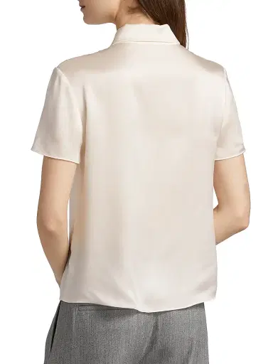 Vince Women's Silk Short-Sleeve Polo Top | Thumbnail 5