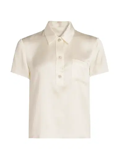 Vince Women's Silk Short-Sleeve Polo Top | Thumbnail 1